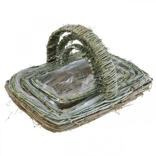 Floristik24 Panier à planter, panier de fleurs, brindilles de vigne Shabby-Chic L42cm / 34cm / 28cm lot de 3