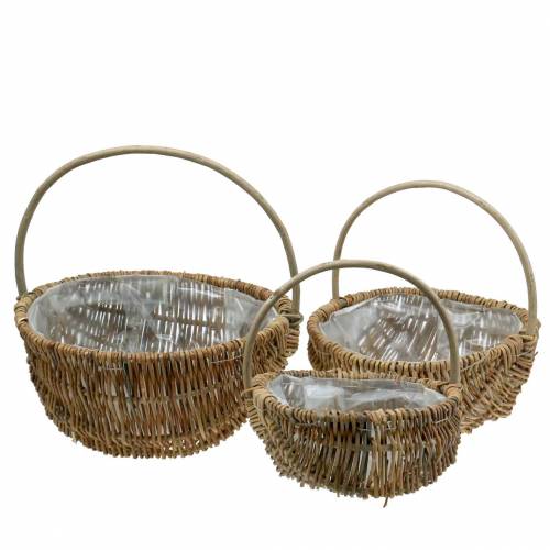 Article Anse panier rond naturel Ø32/28/22cm lot de 3