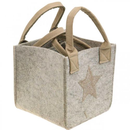 Floristik24 Jardinière décorative en feutre décoration de Noël beige 20/16cm lot de 2