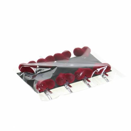 Article Coeur déco avec clip rouge 3cm 8 pcs
