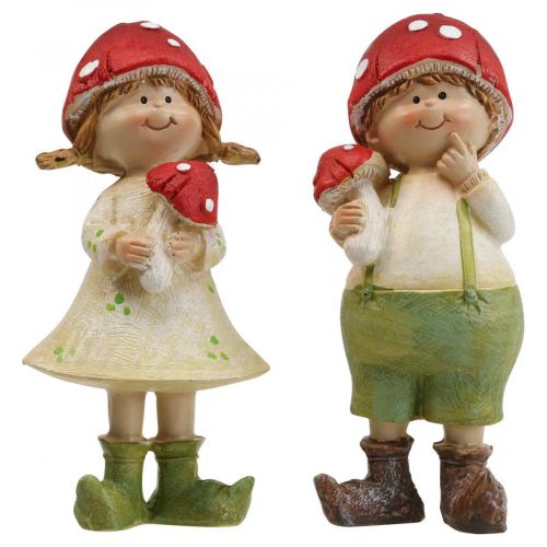 Floristik24 Figurines décoratives pour enfants d'automne garçon et fille champignon enfants 2pcs