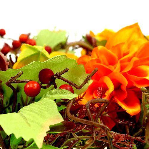 Floristik24 Couronne d'automne Ø30cm avec des thèmes de chrysame orange