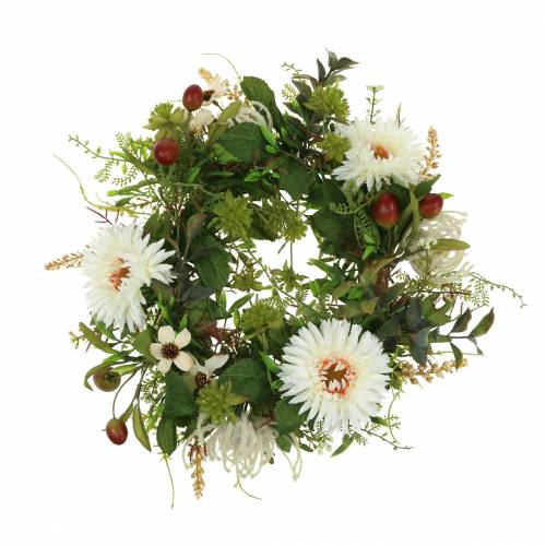 Floristik24 Couronne d&#39;automne chrysanthème blanc Ø30cm