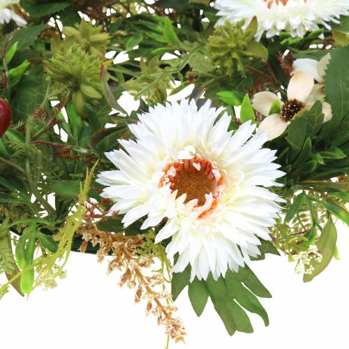 Article Couronne d&#39;automne chrysanthème blanc Ø30cm