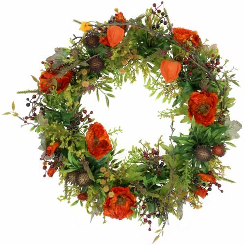 Floristik24 Couronne d'automne graines de pavot, physalis orange Ø36cm