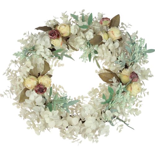 Floristik24 Couronne de porte eucalyptus couronne d&#39;eucalyptus artificielle blanchie Ø50cm