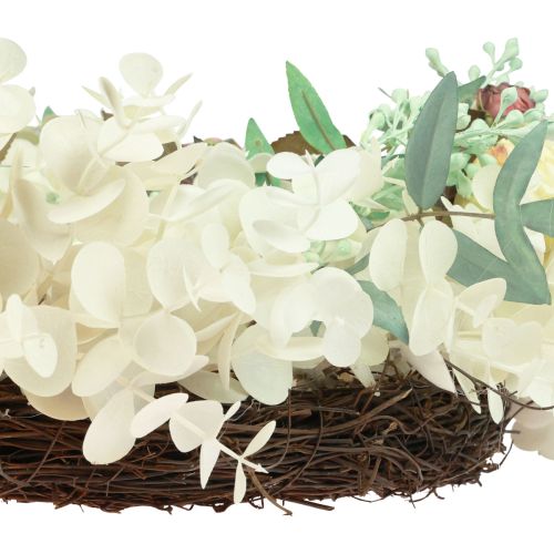 Article Couronne de porte eucalyptus couronne d&#39;eucalyptus artificielle blanchie Ø50cm