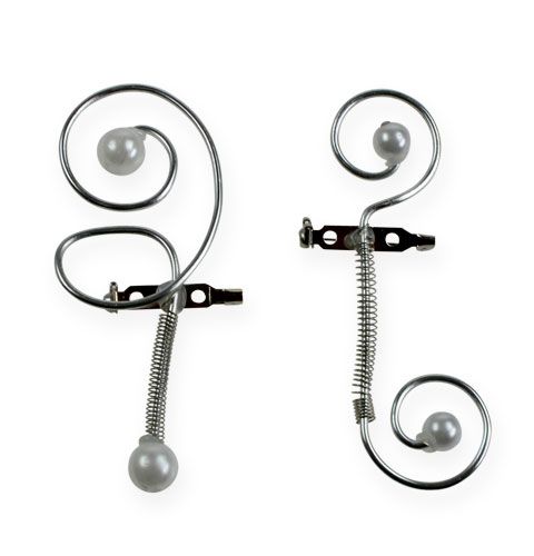 Floristik24 Épingle de mariage avec perles, argent 8cm 24 pcs