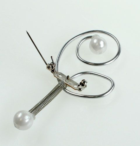 Article Épingle de mariage avec perles, argent 8cm 24 pcs