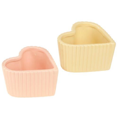 Article Décoration en Céramique Coeur Brillant Orange Jaune 11×10×6cm 6 pcs