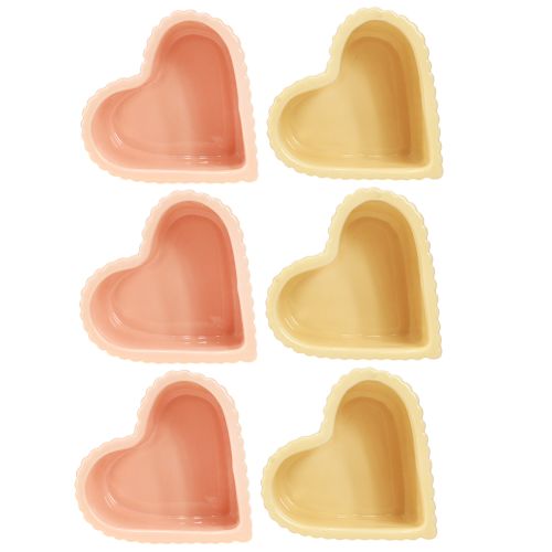 Article Décoration en Céramique Coeur Brillant Orange Jaune 11×10×6cm 6 pcs