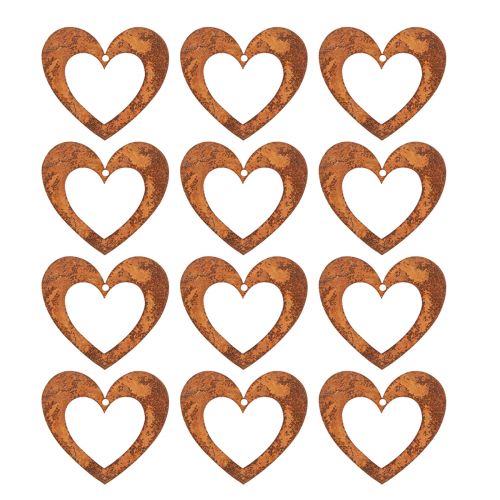Floristik24 Coeur décoratif rouille décoration de jardin coeur en métal 10cm 12 pcs