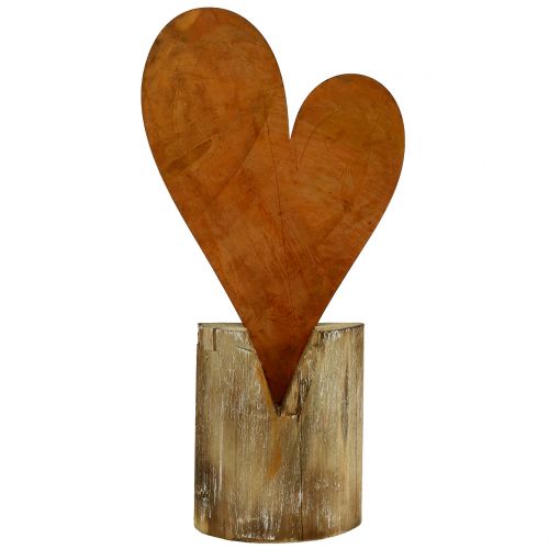 Floristik24 Coeur rouille sur pied en bois 40cm x 20cm