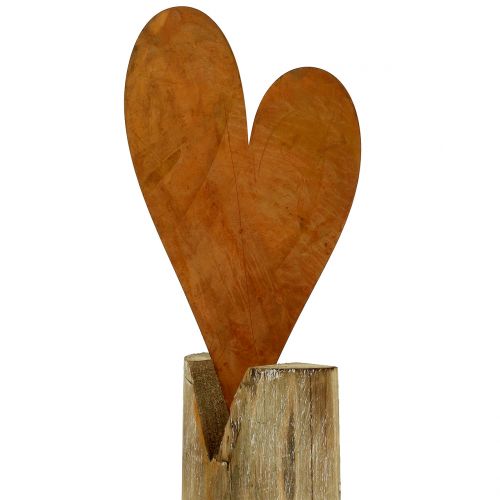 Floristik24 Coeur rouille sur pied en bois 40cm x 20cm