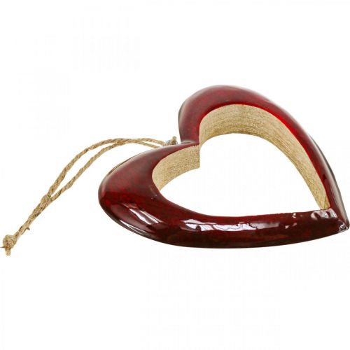 Article Coeur en bois, coeur décoratif à suspendre, décoration coeur rouge H15cm