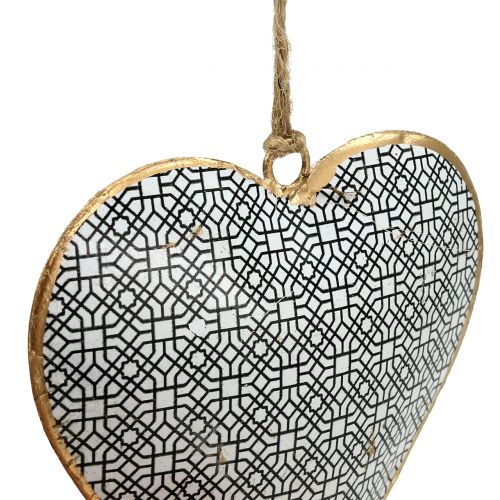 Floristik24 Coeur à suspendre noir et blanc avec motif 10cm 3ème