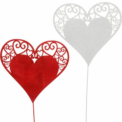 Floristik24 Coeur sur bâton, coeur décoratif, décoration de mariage, Saint-Valentin, décoration coeur 16 pièces