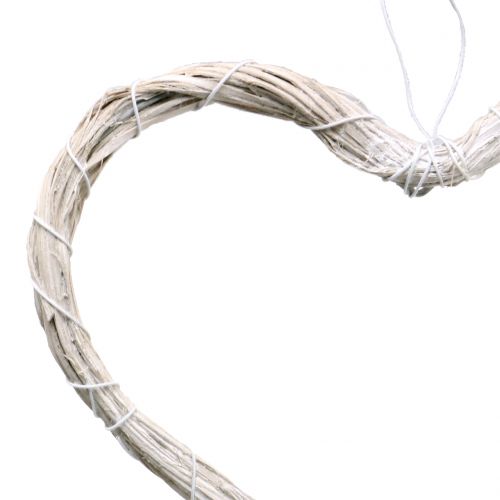 Floristik24 Coeur de raphia à suspendre blanc 20cm 6pcs