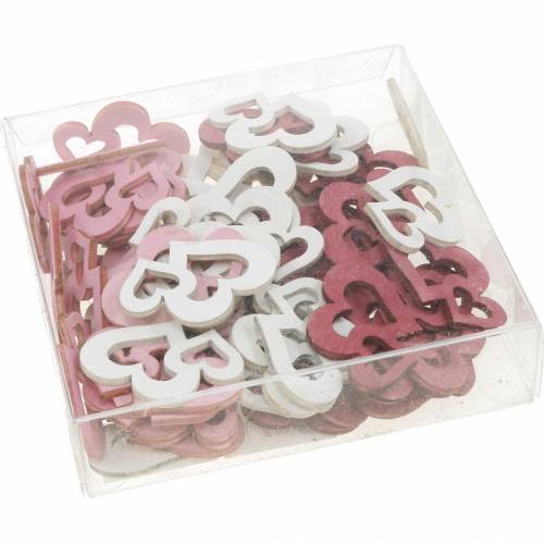 Floristik24 Coeurs en bois, cadeaux pour décorations de table, Saint Valentin, décorations de mariage, double coeur 72pcs