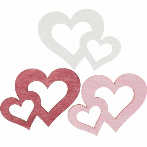 Floristik24 Coeurs en bois, cadeaux pour décorations de table, Saint Valentin, décorations de mariage, double coeur 72pcs