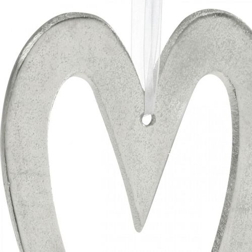 Coeur décoratif à suspendre décoration de mariage en aluminium argenté 22×12cm