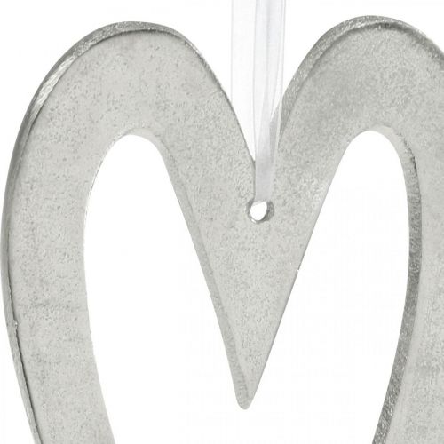 Article Coeur décoratif à suspendre décoration de mariage en aluminium argenté 22×12cm