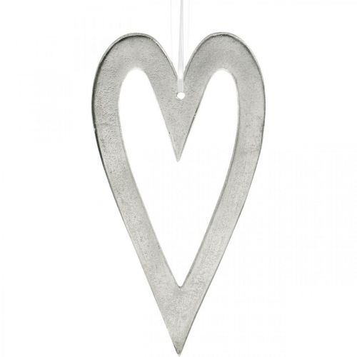 Article Coeur décoratif à suspendre décoration de mariage en aluminium argenté 22×12cm