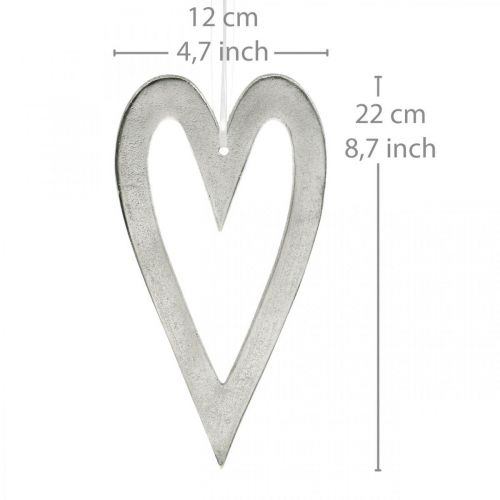 Floristik24 Coeur décoratif à suspendre décoration de mariage en aluminium argenté 22×12cm