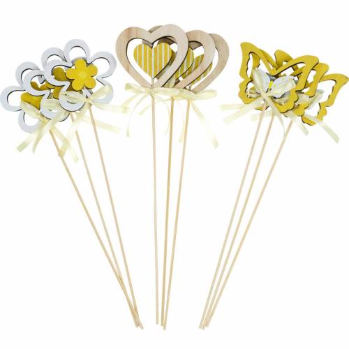 Floristik24 Bouchon décoratif papillon fleur et coeur, décoration de printemps, bouchon de fleur, Saint Valentin 9pcs