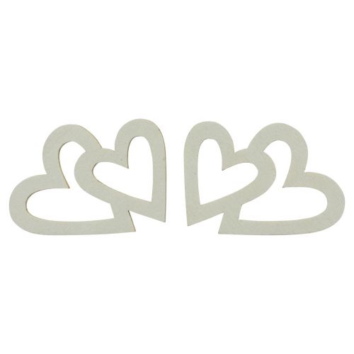 Floristik24 Décoration de coeur décoration dispersée double coeurs décoration en bois crème 4,5 cm 48 pcs