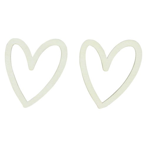 Article Décoration de coeur décoration dispersée coeurs décoration de table en bois crème 4,5 cm 48 pcs