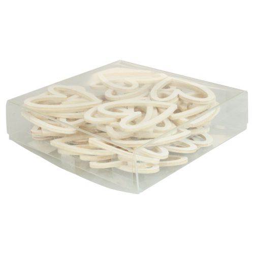 Article Décoration de coeur décoration dispersée coeurs décoration de table en bois crème 4,5 cm 48 pcs