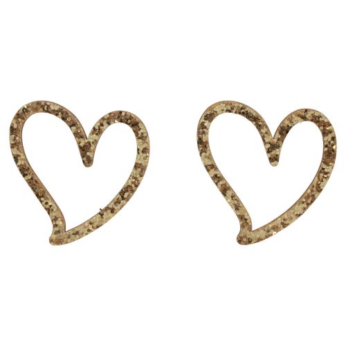 Article Coeur déco sprinkles coeurs décoration de table en bois doré 5cm 48pcs
