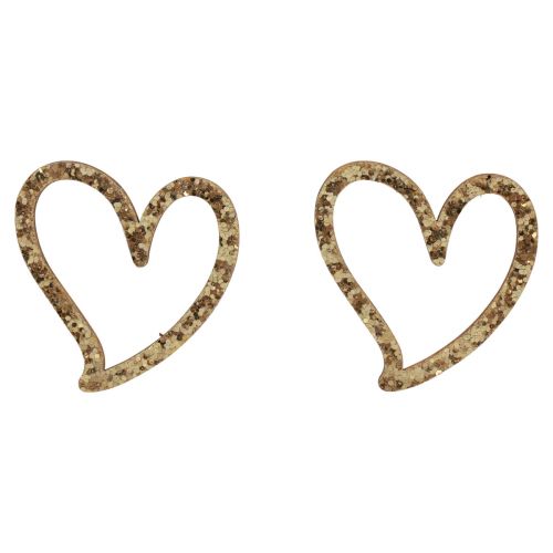 Article Décoration de coeur décoration dispersée coeurs décoration de table en bois or 5cm 48 pcs