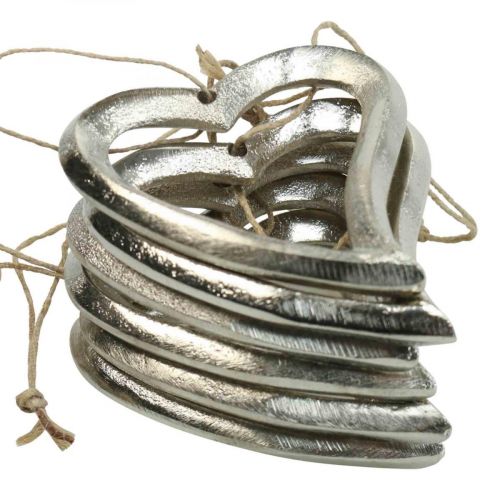 Floristik24 Décoration coeur à suspendre coeur métal argenté 7,5 × 8,5 cm 6 pièces