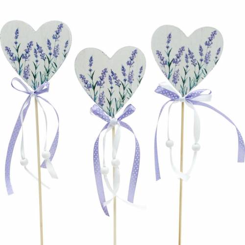 Floristik24 Coeur de lavande, décoration d&#39;été, coeur à coller avec de la lavande, décoration de coeur méditerranéen 6pcs