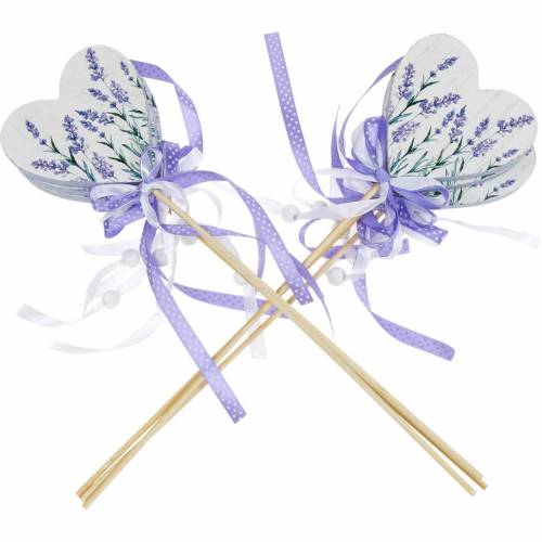 Floristik24 Coeur de lavande, décoration d&#39;été, coeur à coller avec de la lavande, décoration de coeur méditerranéen 6pcs