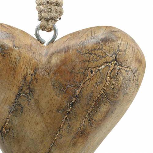 Article Coeur à suspendre mangue nature, doré 14 × 11cm 2pcs
