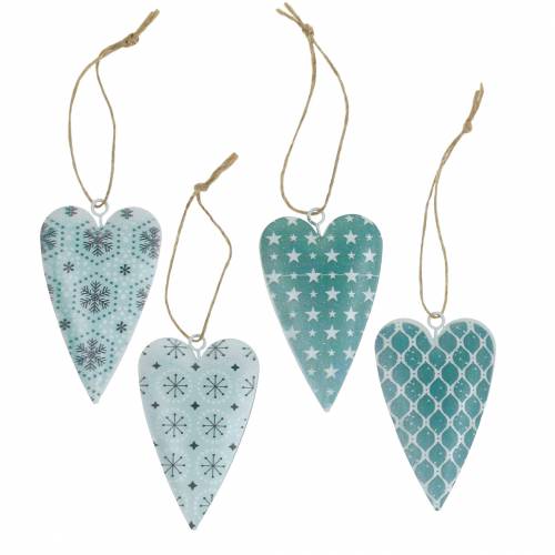 Floristik24 Cintre décoratif coeur métal vert blanc vintage 3,5x6,5cm 12pcs