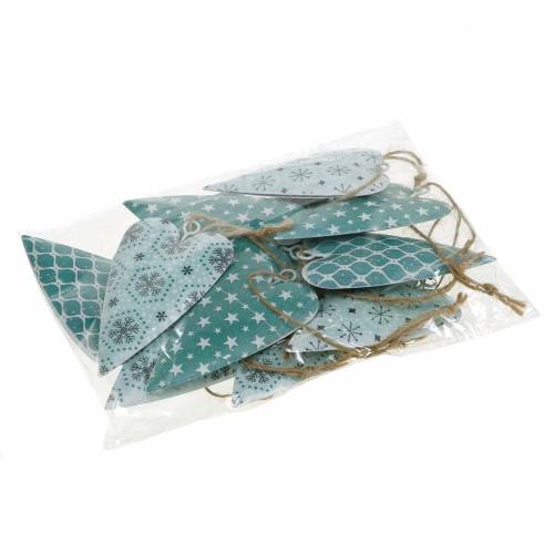 Floristik24 Cintre décoratif coeur métal vert blanc vintage 3,5x6,5cm 12pcs
