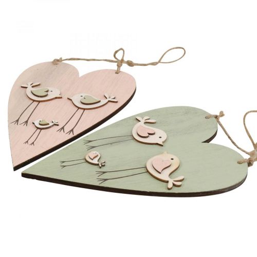 Floristik24 Coeur en bois, coeur décoratif à suspendre, décoration coeur H16cm 6 pcs