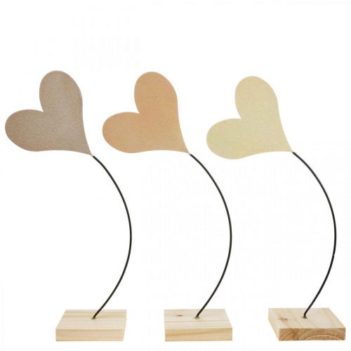 Décoration de table coeurs mariage, décoration coeur métal beige/orange/jaune H40cm 3pcs