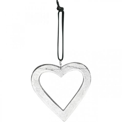 Floristik24 Coeur à accrocher, décoration métal, Noël, décoration mariage argent 11×11cm