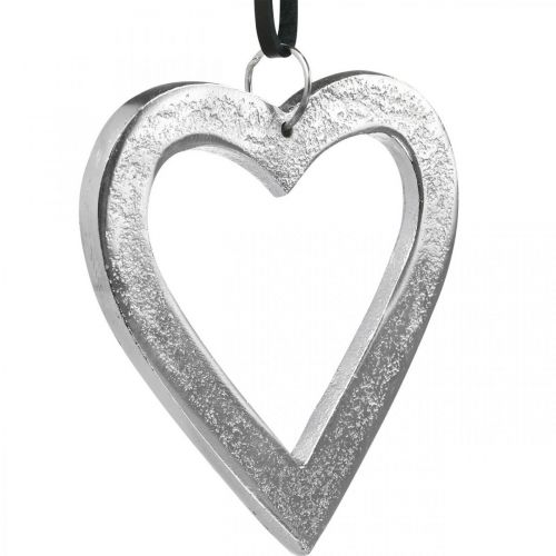 Floristik24 Coeur à accrocher, décoration métal, Noël, décoration mariage argent 11×11cm