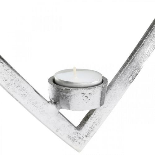 Article Coeur à accrocher, photophore pour l'Avent, décoration mariage métal argenté H24cm