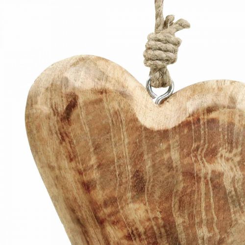 Article Coeur en bois coeurs en bois déco pendentif bois de manguier H14cm 3pcs