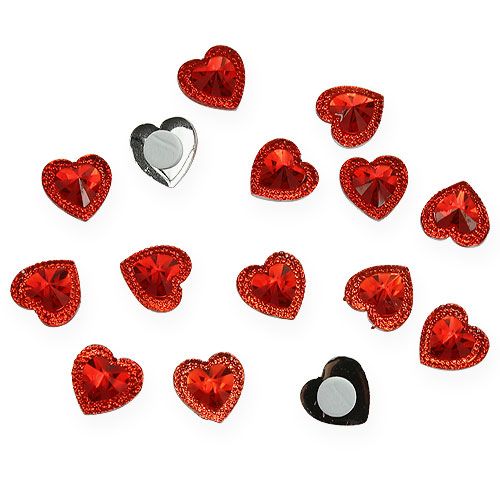 Floristik24 Coeurs à coller sur diamant rouge 2cm 48 pcs