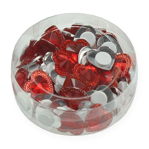 Floristik24 Coeurs à coller sur diamant rouge 2cm 48 pcs