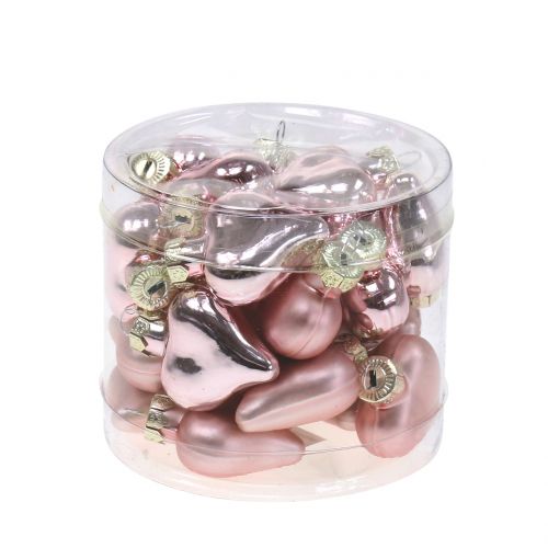 Article Décoration d&#39;arbre coeur rose en verre 3cm 20 pcs