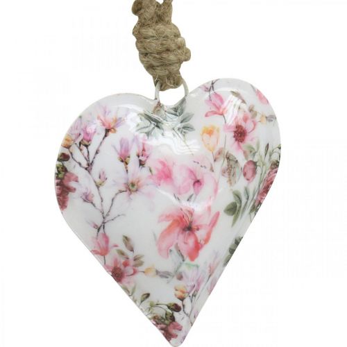 Floristik24 Coeur avec motif fleuri, fête des mères, pendentif métal H9cm 3pcs